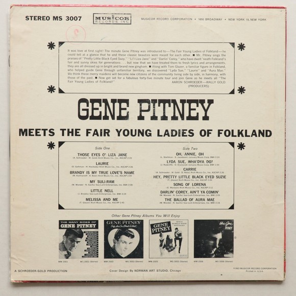 Gene Pitney – Meets The Fair Young Ladies Of Folkland - 12" Vinyl LP MS 3007 EX - Picture 2 of 9